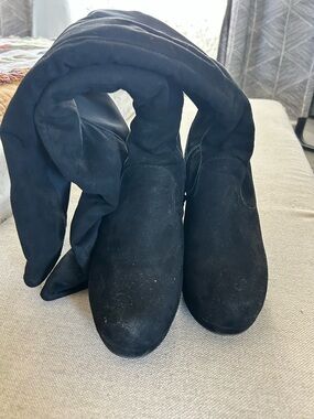 Black Suede Over-the-Knee Boots